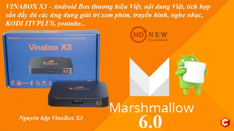 VinaBox X3 - Android Box tầm trung giá rẻ, chạy Android 6.0, chip lõi tứ - HDnew Hà Nội