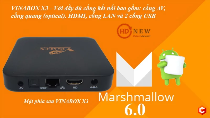 VinaBox X3 - Android Box tầm trung giá rẻ, chạy Android 6.0, chip lõi tứ - HDnew Hà Nội