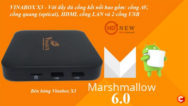 VinaBox X3 - Android Box tầm trung giá rẻ, chạy Android 6.0, chip lõi tứ - HDnew Hà Nội