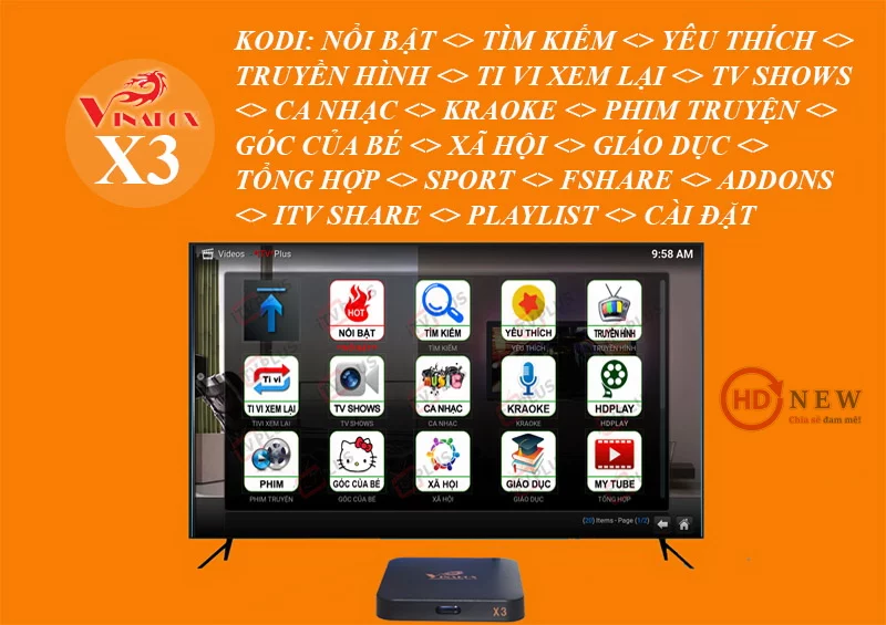 VinaBox X3 - Android Box tầm trung giá rẻ, chạy Android 6.0, chip lõi tứ - HDnew Hà Nội