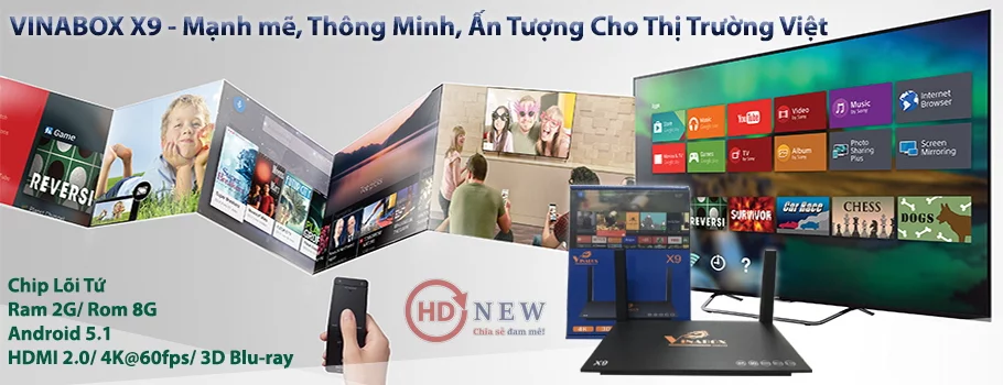 VinaBox X9 - cấu hình mạnh mẽ, Android 5.1 Lollipop, giao diện thuần Việt - HDnew Hà Nội