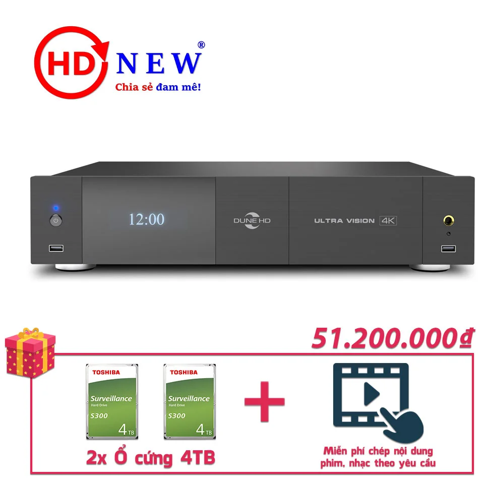 Trọn bộ Đầu Dune HD Ultra Vision 4K và 2 Ổ cứng Toshiba S300 4TB | HDnew - Chia sẻ đam mê